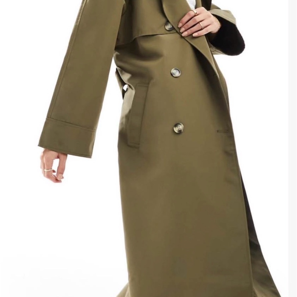 ASOS Olive Green Double-Breasted Trench Coat